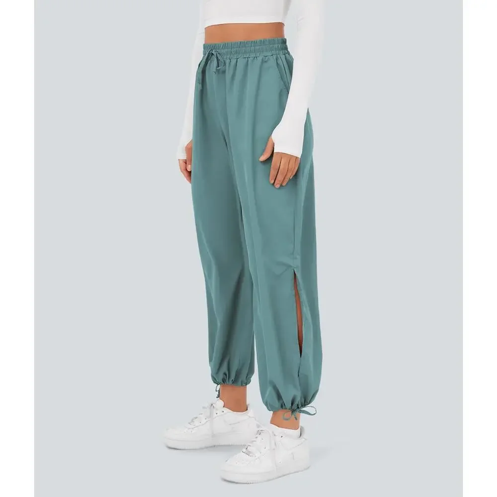 NWT Halara High Waisted Drawstring Pocket Hem Casual Joggers Mineral Blue Size L - Picture 4 of 11